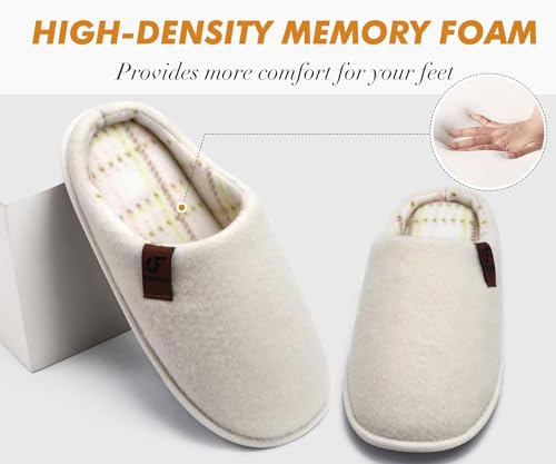 Image of COFACE Unisex Mens Womens Cozy Memory Foam Scuff Slippers Casual Slip On Warm House Shoes Indoor /Outdoor Felt Sandal Slippers Size 4-15