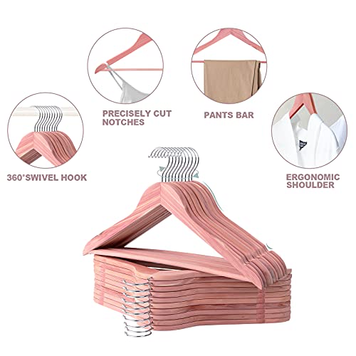 Rosos Cedar Hangers For Closet 20 Pack, Wooden Hangers With Smooth Notches, Sturdy Cedar Wood Coat Hangers With 360 Rotating Hook Great For Refresh Closet #TOP2