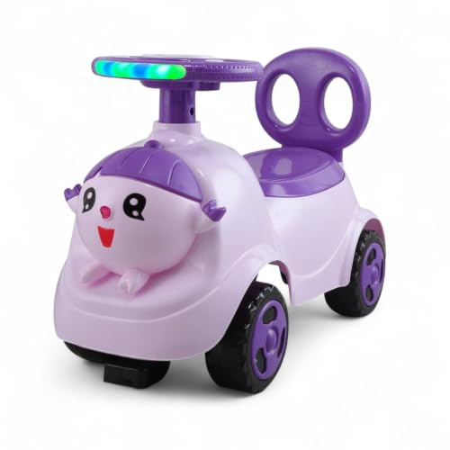 Image of kidsROAR Push Ride On Car for Kids 1-5 Years | Baby Push Car with Music, 3D Lights & Backrest | Premium Ride On Toy Supports Up to 35kg (Cartoon, Violet)