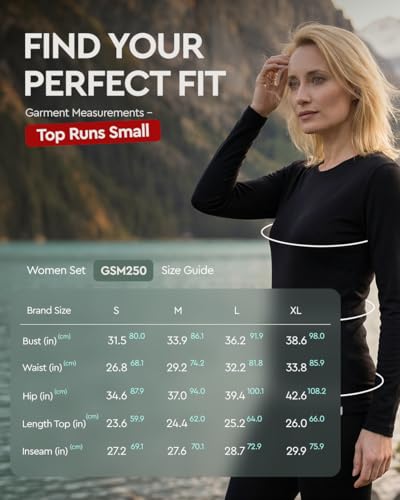 Image of MERINNOVATION Merino Wool Base Layer Set for Women 100% Merino Wool Thermal Underwear Sets Lite - Midweight Top Tank Bottom