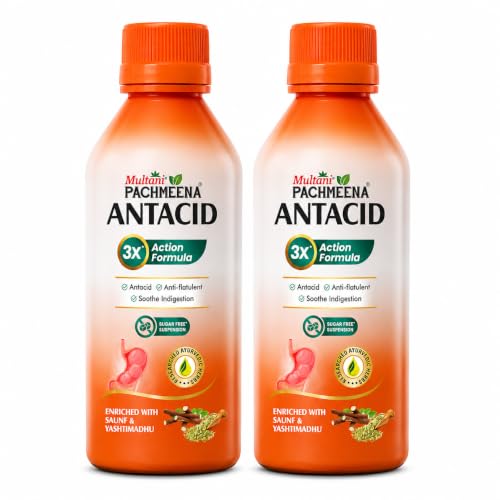 Image of Multani Pachmeena Antacid Digestive Syrup 200 ml (Pack of 2) | Sugar Free | Helps Relieve Indigestion, Acidity & Gas | Ayurvedic Digestive Support