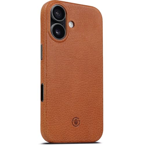 GOOD WILHELM Lederhülle für iPhone 17 Handmade Premium Case aus pflanzlich gegerbtem Echtleder extra dünn 360 Schutz magnetisches Laden (Qi) (Cognac iPhone 17)