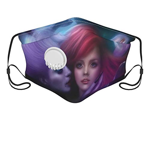 Prinzessin Ariel Kleine Meerjungfrau Maske Schwarz, Bandanas Sturmmaske für Herren Damen UV-Schutz Atmungsaktiv Leicht Dehnbar Face Scarf Bike Running