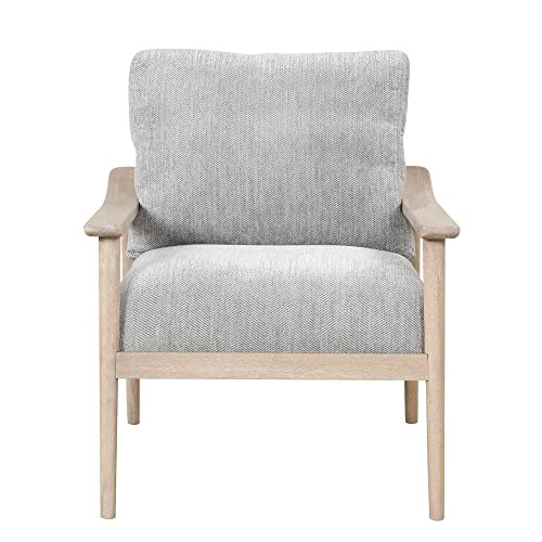 Olela Accent Chair Mid Century Armchair Teddy Short Plush Bedroom Chair, Reading Chair For Living Room With Rattan Weave And Anti-Slip Foot (Natural(Vertical Slatted Back)) #TOP6