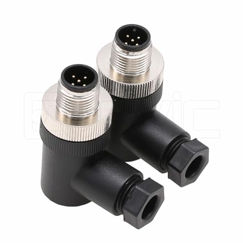 Image of 2pcs M12 5 Pin Male A Code Circular Aviation Plug Industrial Sensor Connector Waterproof 12mm Right Angle Connector Plug Cable Adapter