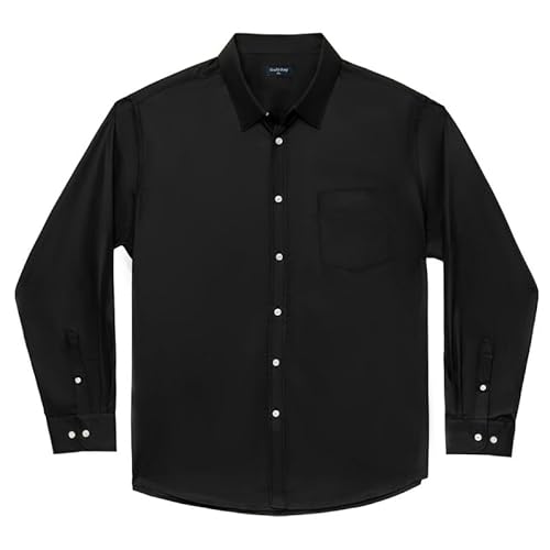 Double Pump Big and Tall Dress Shirts for Men Long Sleeve Business Casual Solid Button Down Shirts from XXL(T) to 6XL(T)(S279,6XL)