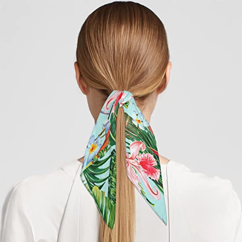Jungle Hummingbird Square Silk Hair Scarf for Women, Lightweight Summer Head Scarf for Girls Wedding Travel Yoga Handkerchief Shawl Sunscreen Scarves Hair Accessories 23.6 Inches4