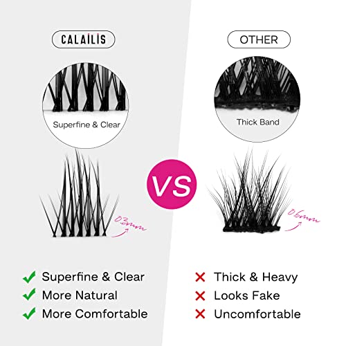 Image of CALAILIS Individual Lashes, DIY Eyelash Extensions, Super Thin Glue-based Band, Natural Look Reusable, Individual DIY Eyelashes(05MIX-C)