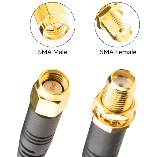 Image of Upgraded Quad 200 SMA Extension Cable 20FT SMA Male to SMA Female Coaxial Cable Ultra Low Loss for 5G /4G Routers & Gateways (T-Mobile, Verizon, AT&T) SMA 4-in-1
