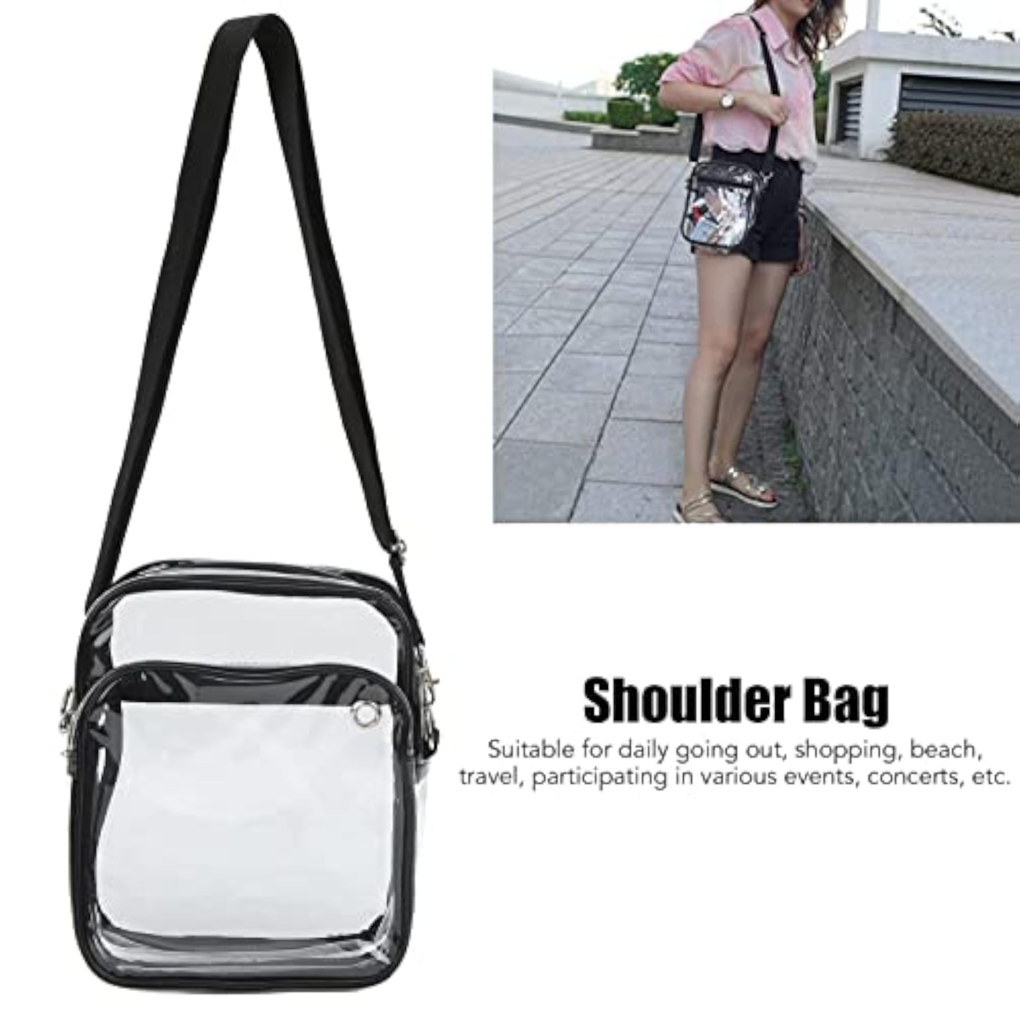 Transparent Shoulder Bag, Dirt and Water Resistant Clear Messenger Bag