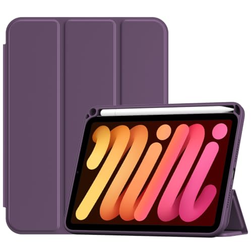 Image of ProCase Smart Case for iPad mini 7 A17 Pro 2024 /Mini 6 2021 8.3 inch -Purple | Slim iPad Mini 7th /6th Gen Case with Pencil Holder Hard Back Cover for iPad Mini 8.3 Inch 7th Gen /6th Gen