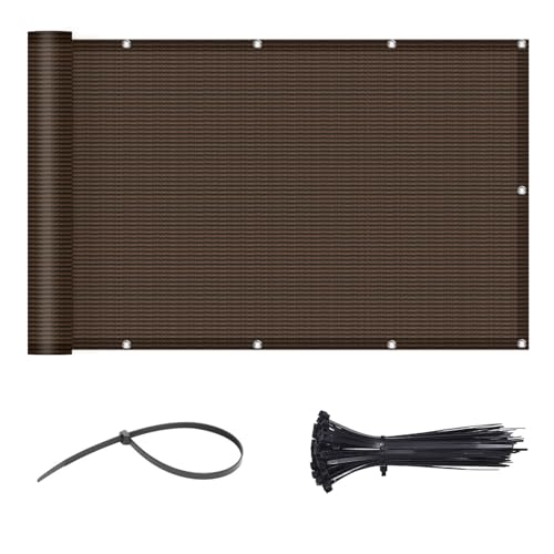 LOVE STORY 3.3' x 19.7' Balcony Privacy Screen Cover for Apartment, Brown