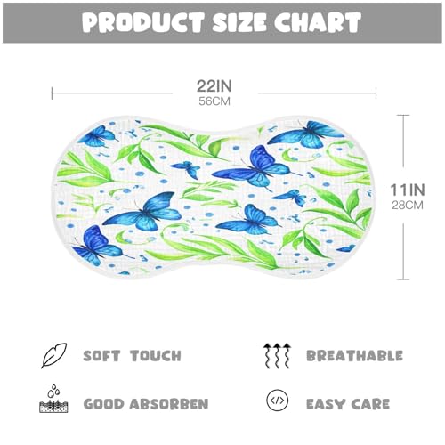 Kigai Blue Butterflies Burp Cloths for Baby 4-Layer Cotton Muslin Burping Cloths 22x11 inch Super Soft & Absorbent Spit Up Burp Rags for Newborn Boys Girls 2 Pack2