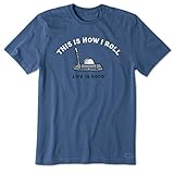 Life is Good. Men's Crusher Tee This is How I Roll Putter, Vintage Blue - XL
