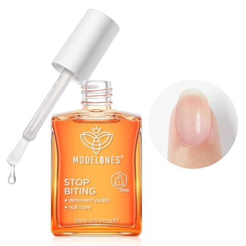 Modelones Nail Biting Treatment No Bite Nail Polish Thumb Sucking Deterrent Promotes Fast Nail Growth Stop Nail Biting Easy Application Quick-Drying Bitter Nail Polish 15 ML