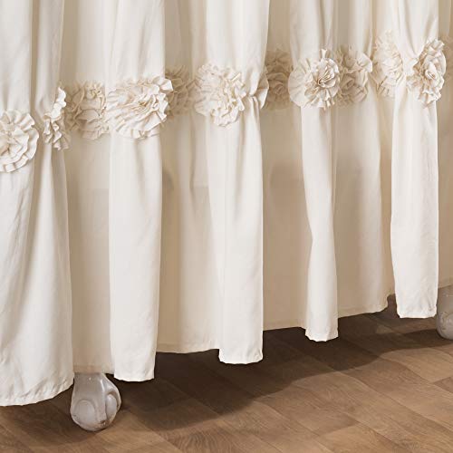 Lush Decor Darla Ruched Floral Bathroom Shower Curtain, 72” x 72”, Ivory, W 72" x L 72" (1 Panels) - Image 4