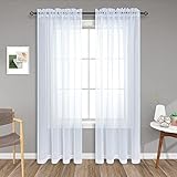 White Sheer Curtains 84 Inches Long for Living Room 2 Panels Set Rod Pocket Semi Transparent Window Voile See Through Curtains for Bedroom 52x84 Inch Length 7ft Cortinas Traslucidas para Sala
