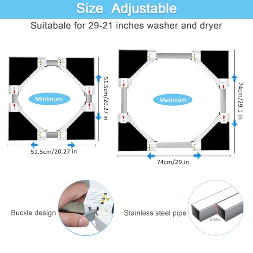 Image of Kiss Core 29 inch Washer Dryer Stacking Kit, Universal Stacking Kit for Washer and Dryer, Adjustable 29 inch /28 inch /27 inch /26 inch /25 inch /24 inch Washer and Dryer Stacking Kit with Ratchet Strap