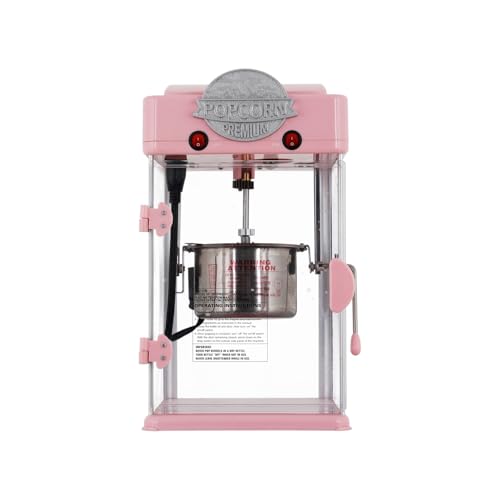 Image of Popcorn Machine, Popcorn Makers with 6 Oz Stainless-Steel Kettle, Commercial Tabletop Pop Corn Popper with Measuring Tool and Scoop, for Home, Birthday Parties, Theater, School Events, Pink