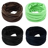 Voarge 4 Stück Multifunktionstuch Schlauchschal, Kinder Loop Schal Fleece Schlauchschal Halswärmer Halstuch Winddicht Ski Maske Warmer, Unisex
