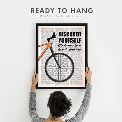 Image of Chaka Chaundh - Motivational Quotes frames - Framed posters - Quotes frames for OFFICE, STUDENT, ENTREPRENEUR - Quotes wall frames - Cycle Posters with frame (Discover Yourself - Vintage Newspaper)