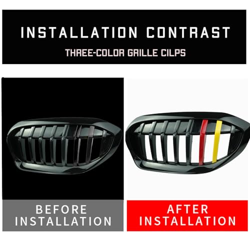Image of German Flag Colors Auto Grille Inserts Stripes Trims,Standard Center Kidney Grilles Accessories Compatible with BMW 2013-2018 3-Series Sport F30 /F35 Car Interior Decoration(8 Beams),Color B