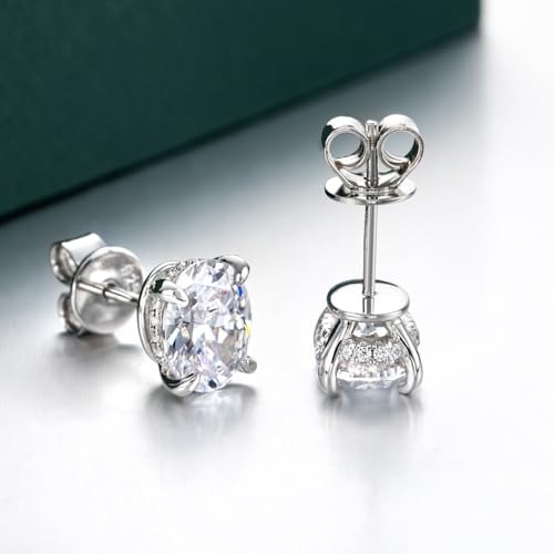Bo.Dream Cubic Zirconia CZ Stud Earrings for Women 18K White Gold Plated Sterling Silver3