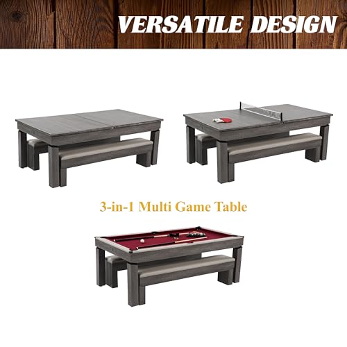 image for Barrington Billiards Prescott 7' Pool Table, 3-in-1 Dining Top & Table