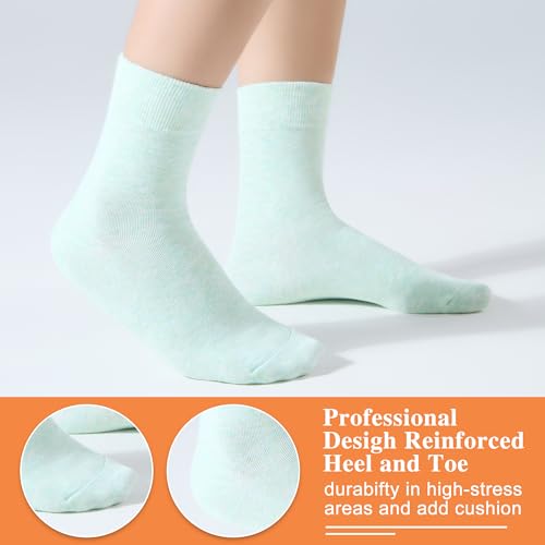 Image of ATBITER Women's Thin Cotton Crew Socks - Soft Above Ankle Bootie Casual Dress Socks 6-Pairs
