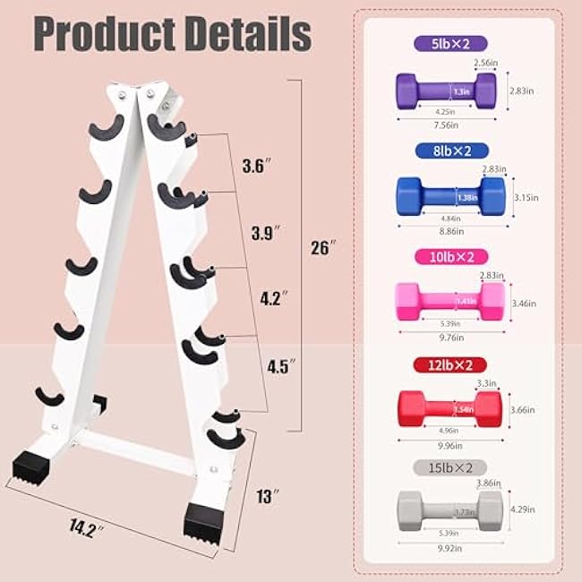 6-10 Pair Iron and Rubber Dumbbell Set 350/450 and 550 lbs 5-50 lbs Hand Free Weight for Strength Hex Coated Weights with Vertical Storage Rack Home Gym 5-50 lb - Black