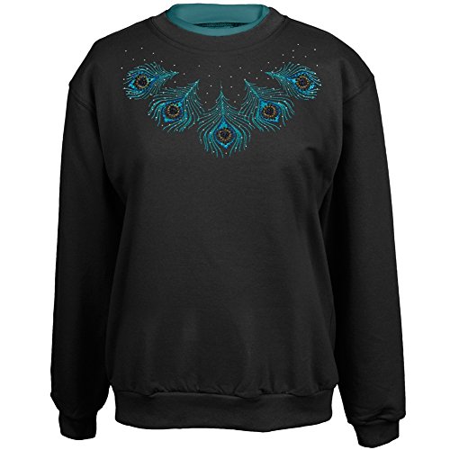 Animal World Peacock Fancy Feathers Women's Crew Neck Sweatshirt - X-Large