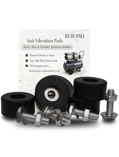 RUDUOMA Anti Vibration Rubber Feet, Mechanical Vibration Damping Pads & Bumpers for Air Compressors, Generators, Pressure Washers,Subwoofer,Trailers (Rubber Pads & Mounting Screws, 4-Pack)