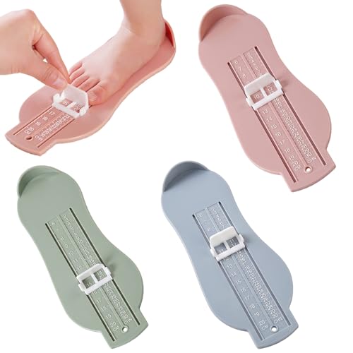 WUMZIRA 3 Pezzi Misuratore Piede Bambino - Dispositivo di Misurazione Scarpe per Neonati e Bambini (0-8 Anni), Righello Preciso in CM per Calcolo Taglia Scarpe, Set 3 Colori (Blu, Rosa, Verde)
