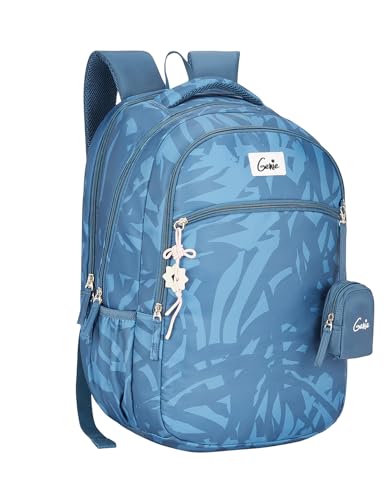 Genie Velora School Backpack For Girls |19 Inch-40 Litres With Laptop Sleeve, Rain cover, Three Compartments, |Best for Books, Water Bottles, Stationery, Laptop, Lunch Box & Essentials - Steel Blue
