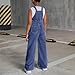 Girls Denim Jumpsuit Fashion Distressed Five-Pointed Star Wide Leg Jean Pocket Casual Comfort Loose Overalls (6-13 Years)