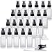 1 oz Frosted Clear Glass Boston Round Treatment Pump Bottle (24 pack) + Funnel for cosmetics, serums, essential oils, aromatherapy, food grade, bpa free