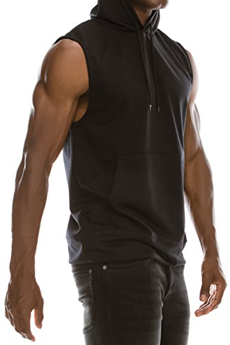 Jc Distro Mens Hipster Hip Hop Active Lightweight Sleeveless Hoodie,Mho044_Black,Small #TOP3