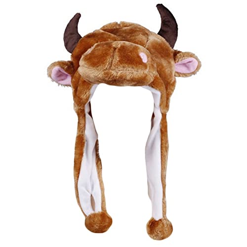 GUDIYA Faux Fur Plush Cosplay Hat for Kids and Adults, Hat with Stuffed Animal Characters, Long Straps, Fun Plush Toy for Kids. Winter Wear