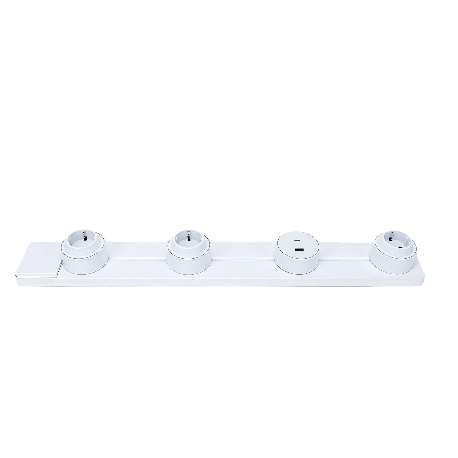 Jeffergarden de Enchufe Montado en Riel de 60 Cm con Luz Azul, 3 Enchufes