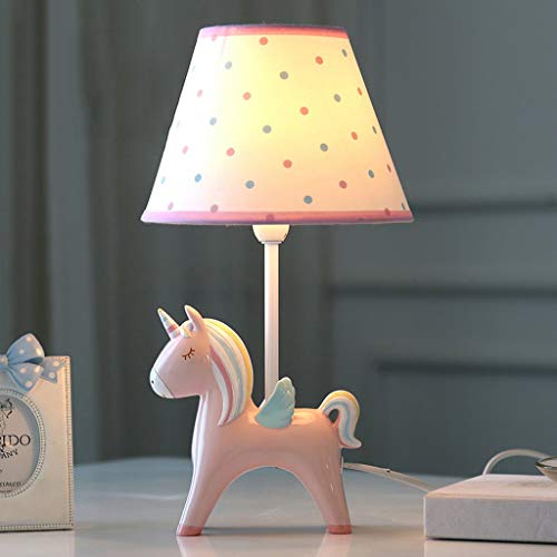 SMC Kinderzimmer Cartoon Einhorn LED Tischleuchte Schlafzimmer Nachttischlampe Kreative Junge Mädchen Nette Dekorative Tischlampe (Color : Pink) Cover