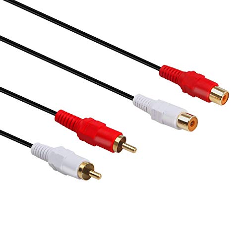 Câble RCA 20m mâle femelle avec fiches plaquées or pour une extension audio stéréo haute fidélité