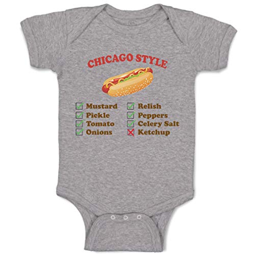 Cute Rascals Baby Bodysuit Chicago Style Image of A Hot Dog Funny Humor Boy & Girl Baby Clothes Funny Cotton Oxford Gray Design Only 6 Months