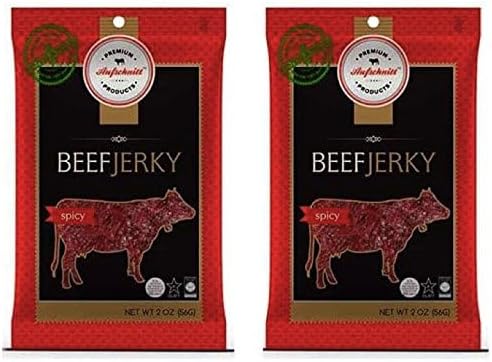 Aufschnitt Grass Fed Beef Jerky - Low Sodium, Certified Kosher - Made in USA - Keto & Halal Friendly - 2 Pack, Spicy