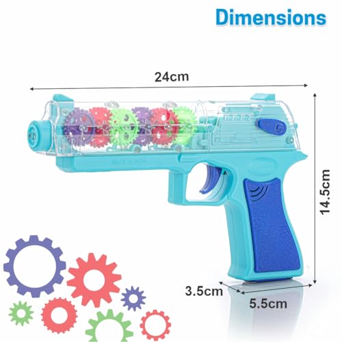 Image of Aditi Toys Transparent Gear Gun Toy for Kids, Electric Concept Gear Gun with Moving Gears, Vibration, Music & Lights for Kids Above 3 Years, BIS Approved (Blue)