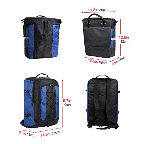 Rhinowalk Bike Bag 3 In 1 Pannier Bag Bicycle Rack Trunks Rear Seat Multifuction Bike Rack Bag Blue 70L #TOP1