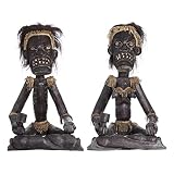 LOLAhome Set de 2 Figuras africanas de Madera Natural oscuras