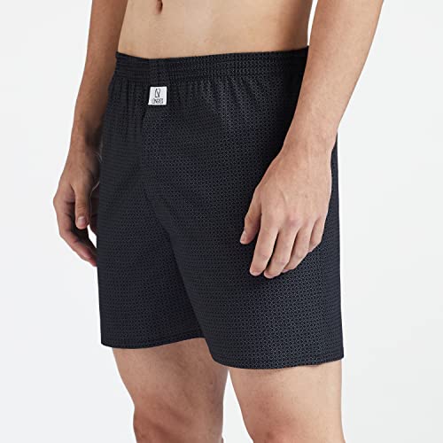 Image of Longies Pure Cotton Men Printed Boxers Pack of 3 Regular Shorts (LGBOXPO3V003 Black,Off White,Navy3267 XL)