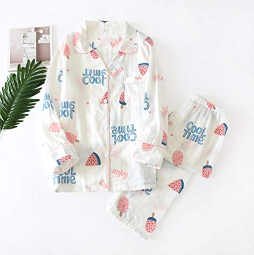 Preisvergleich Produktbild Kllomm Wassermeloneneis Frauen Baumwolle Langarm lässige Nachtwäsche Frauen Pyjama Sommer Pyjama Sets -L