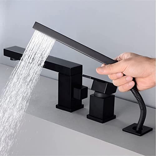 Robinet de salle de bain à 3 trous noir pour baignoire