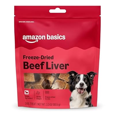 Amazon Basics Freeze-Dried Raw Single Ingredient Dog Treats (Previously Wag), Beef Liver, High Protein, Grain-Free, 3.3 Ounce (Pack of 1), Packaging may vary